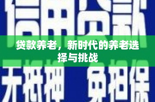 荣昌贷款养老，新时代的养老选择与挑战
